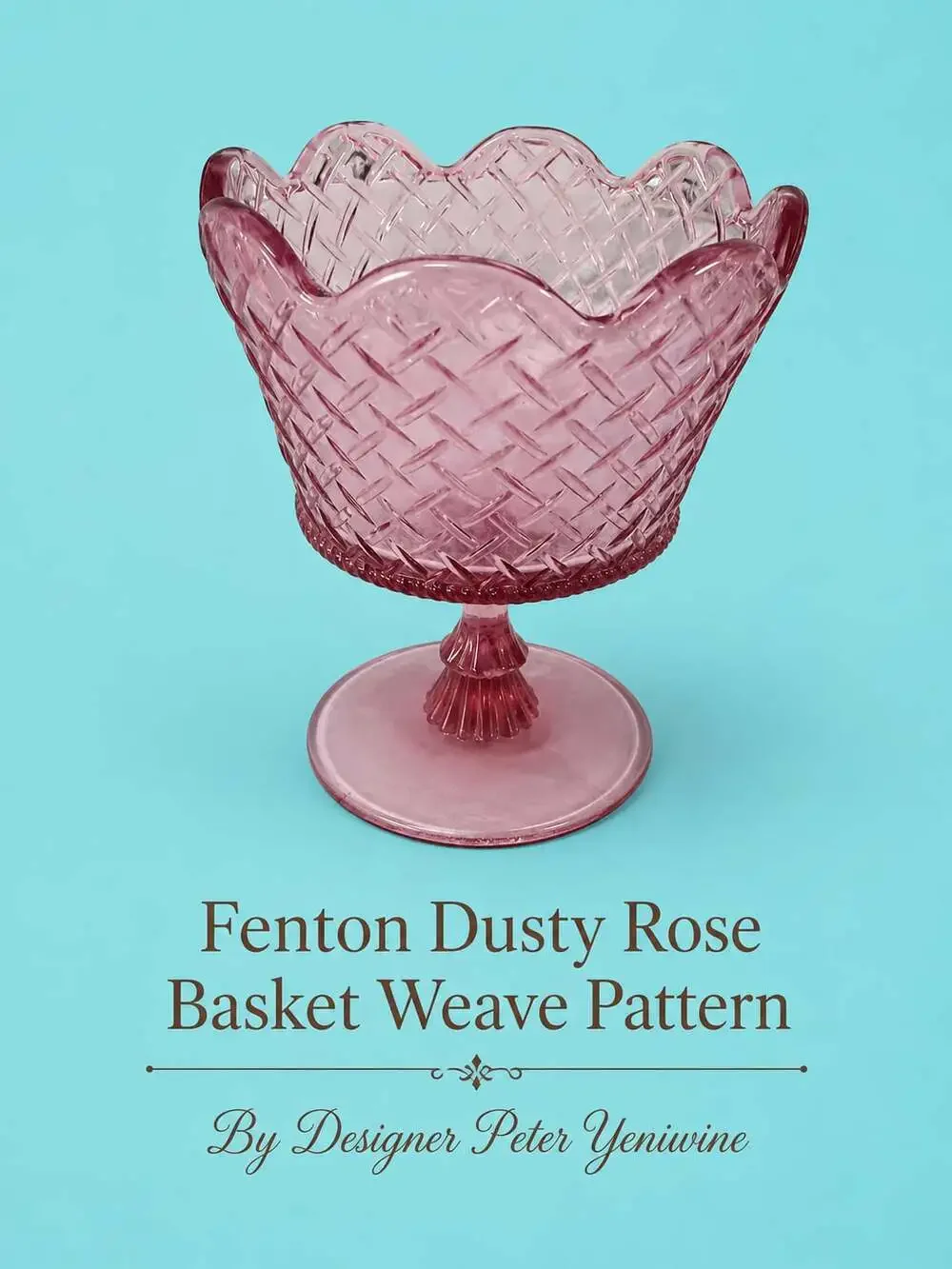 Vintage Fenton Dusty Rose Basket Weave Glass Pedestal Comport Dish by Peter Yena